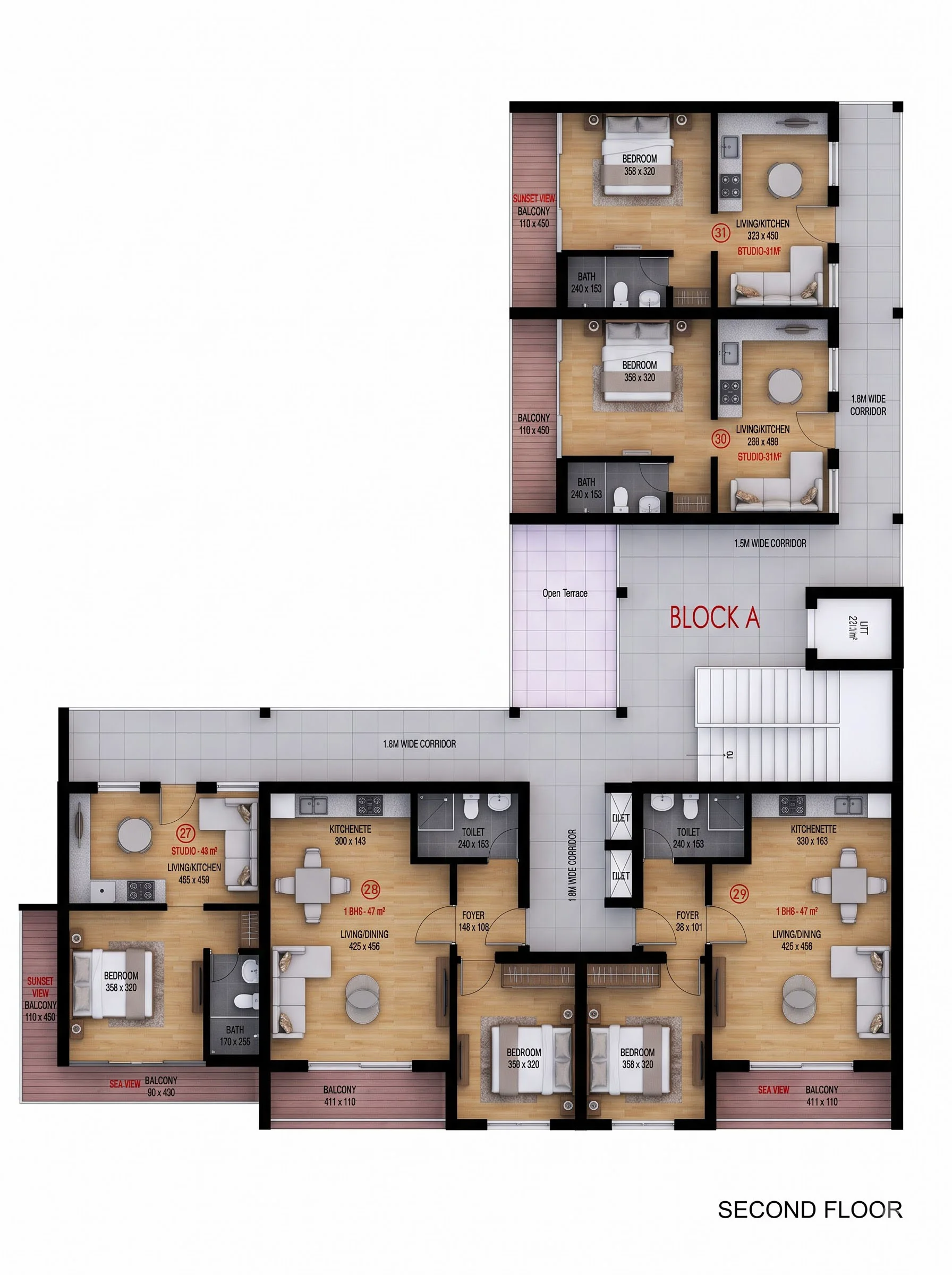 Block A, second floor · 3/5